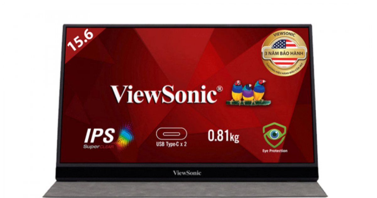 Màn hình di động Viewsonic TD1655 (màn cảm ứng) | 15.6 inch | FHD | IPS | 6.5 ms | 60Hz | 250 nits | Mini HDMI + USB Type C + Audio | 15000hrs | Touch