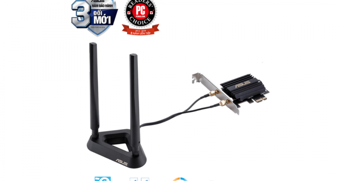 Card mạng wifi PCI Express Asus PCE-AX58BT chuẩn AX - Tốc độ 3000Mbps