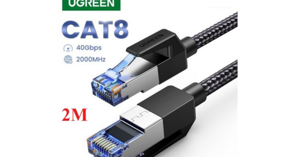 Cáp Mạng Cat8 Đúc Sẵn Bọc Dù Dài 2M Ugreen 80431 Cao Cấp