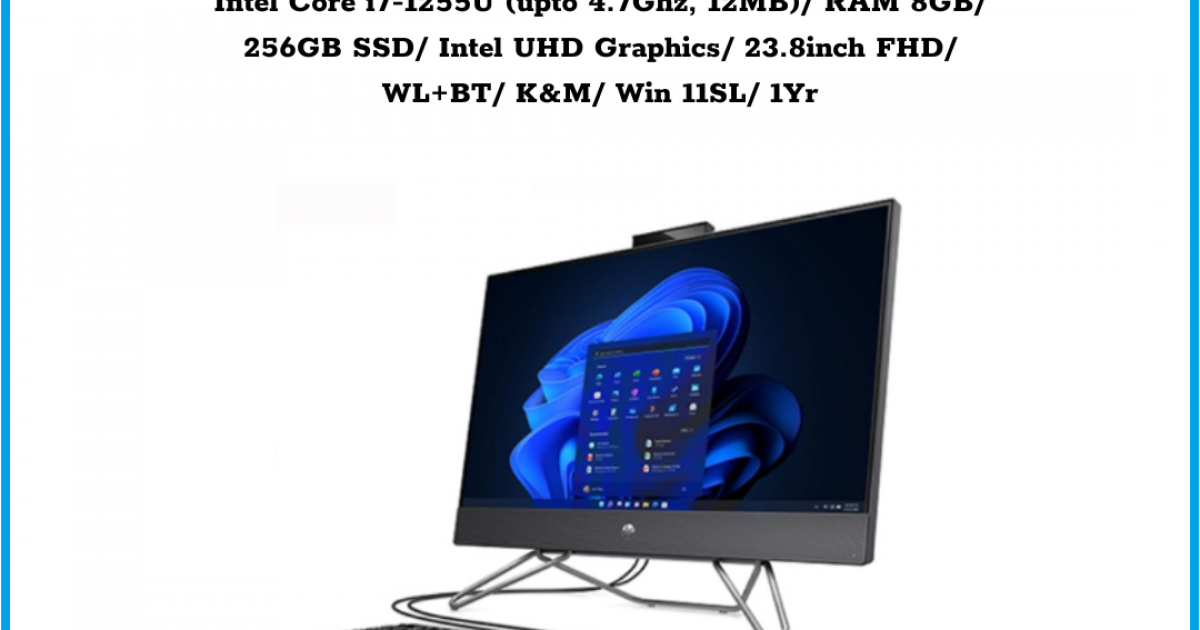 Máy tính để bàn All in one HP ProOne 240 G9 (6M3V3PA) Đen Intel Core i7-1255U (upto 4.7Ghz, 12MB) RAM 8GB 256GB SSD Intel UHD Gr