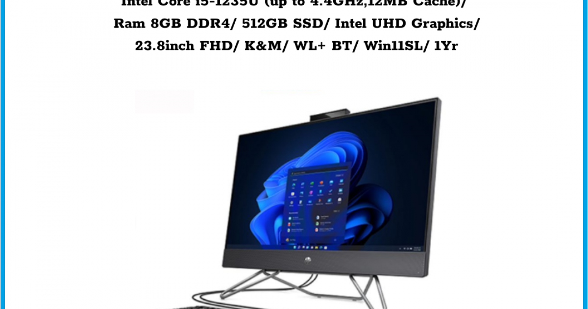 Máy tính để bàn All in one HP ProOne 240 G9 (6M3V2PA) Black Intel Core i5-1235U (up to 4.4GHz,12MB Cache) Ram 8GB DDR4 512GB SSD