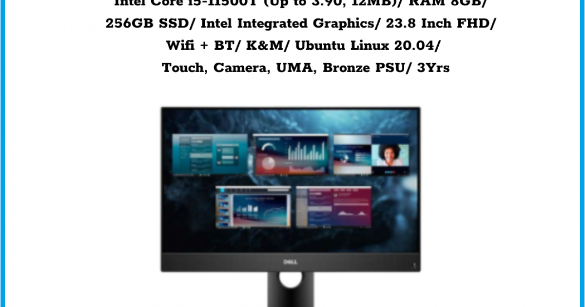 Máy tính để bàn All in one Dell Optiplex 5490 Intel Core i5-11500T (Up to 3.90, 12MB) RAM 8GB 256GB SSD Intel Integrated Graphic