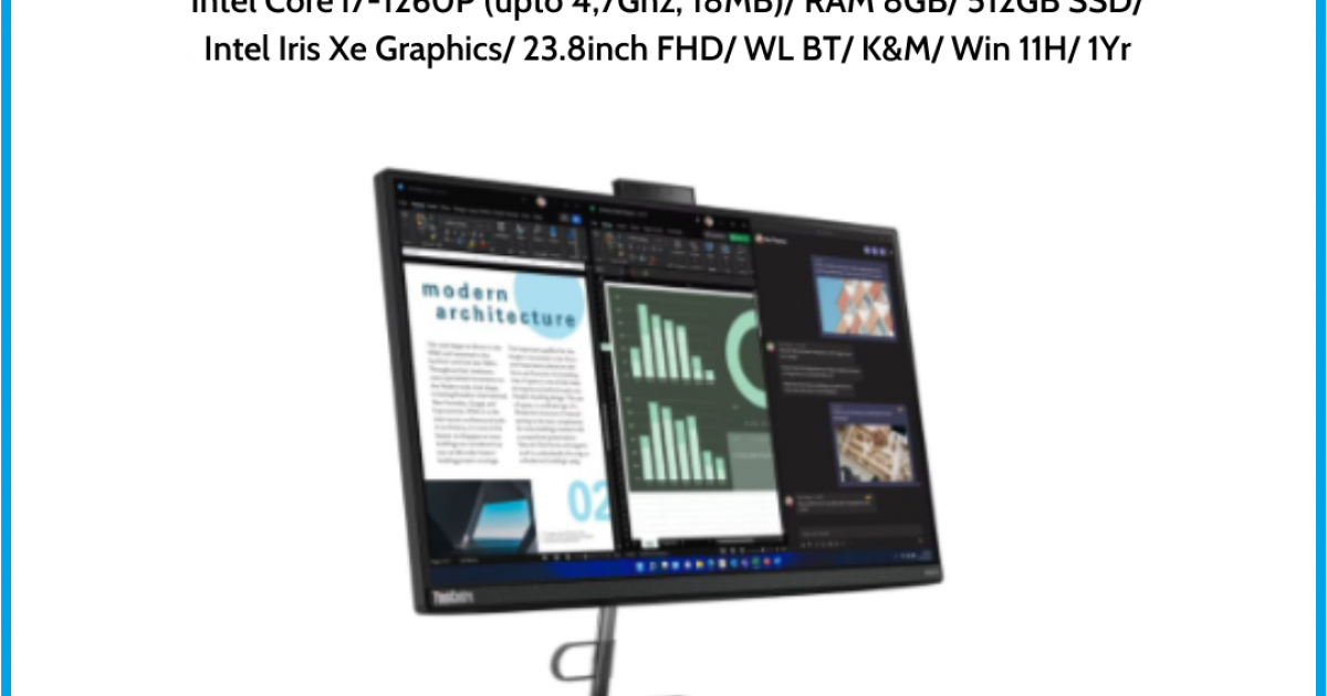 Máy tính để bàn All In One Lenovo ThinkCentre Neo 30a 24 Gen3 (12B000D2VN) Intel Core i7-1260P (upto 4,7Ghz, 18MB) RAM 8GB 512GB