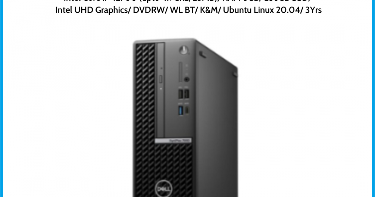 Máy tính để bàn Dell Optiplex 7000 SFF (i712700-8g-256g) Intel Core i7-12700 (upto 4.9Ghz, 25MB) RAM 8GB 256GB SSD Intel UHD Gra