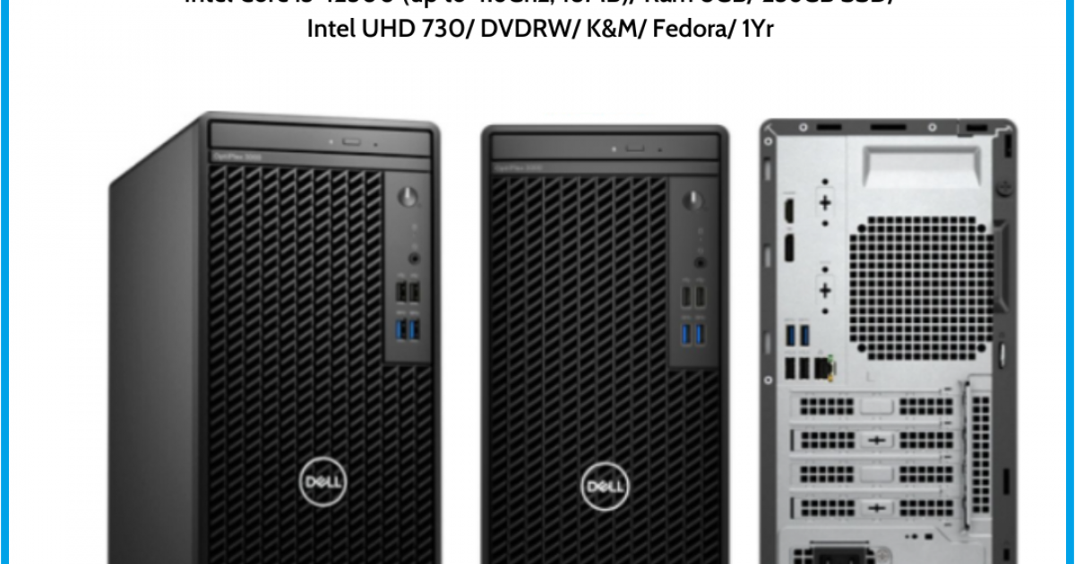 Máy tính để bàn Dell Optiplex 3000 Tower (42OT300009) Intel Core i5-12500 (up to 4.6Ghz, 18MB) Ram 8GB 256GB SSD Intel UHD 730 D