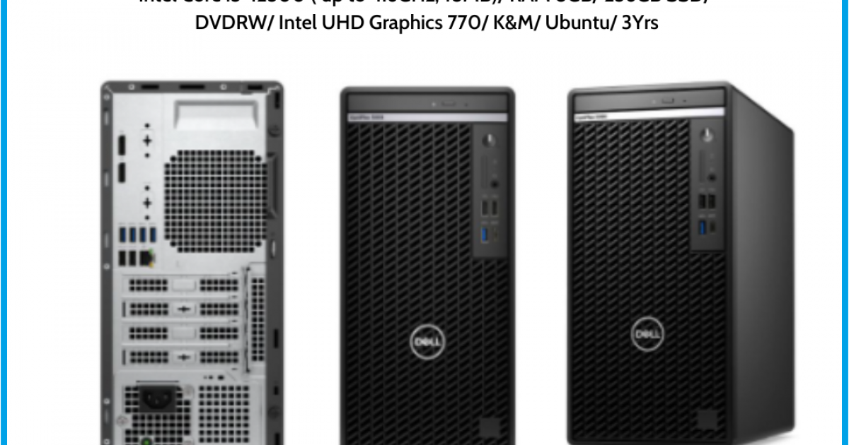 Máy tính để bàn Dell OptiPlex 5000 Tower (70295809) Intel Core i5-12500 ( up to 4.6GHz, 18MB) RAM 8GB 256GB SSD DVDRW Intel UHD