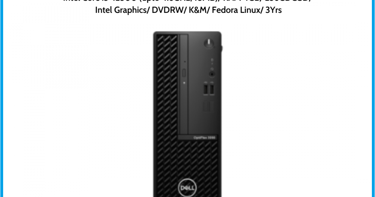 Máy tính để bàn Dell OptiPlex 5000 SFF (42OT500001) Intel Core i5-12500 (upto 4.6GHz, 18MB) RAM 4GB 256GB SSD Intel Graphics DVD