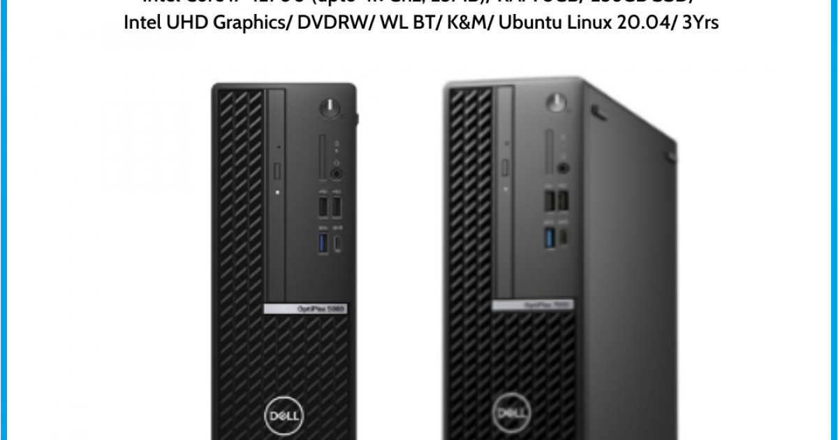 Máy tính để bàn Dell Optiplex 5000 SFF (42OT500002) Intel Core i7-12700 (upto 4.9Ghz, 25MB) RAM 8GB 256GB SSD Intel UHD Graphics