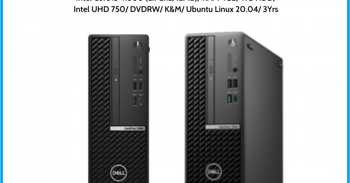 Máy tính để bàn Dell OptiPlex 5090 SFF (42OT590001) Intel Core i5-11500 (2.7Ghz, 12MB) RAM 4GB 1TB HDD Intel UHD 750 DVDRW K&M U