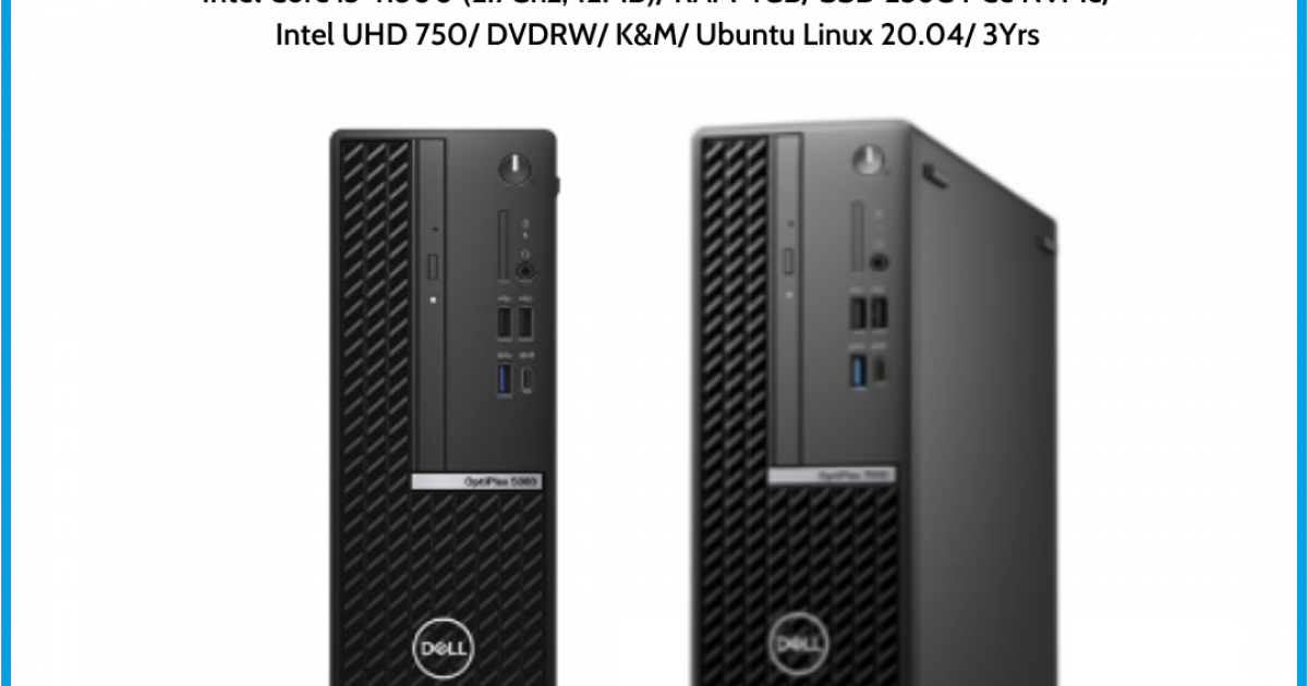 Máy tính để bàn Dell OptiPlex 5090 SFF (42OT590002) Intel Core i5-11500 (2.7Ghz, 12MB) RAM 4GB SSD 256G PCe NVMe Intel UHD 750 D