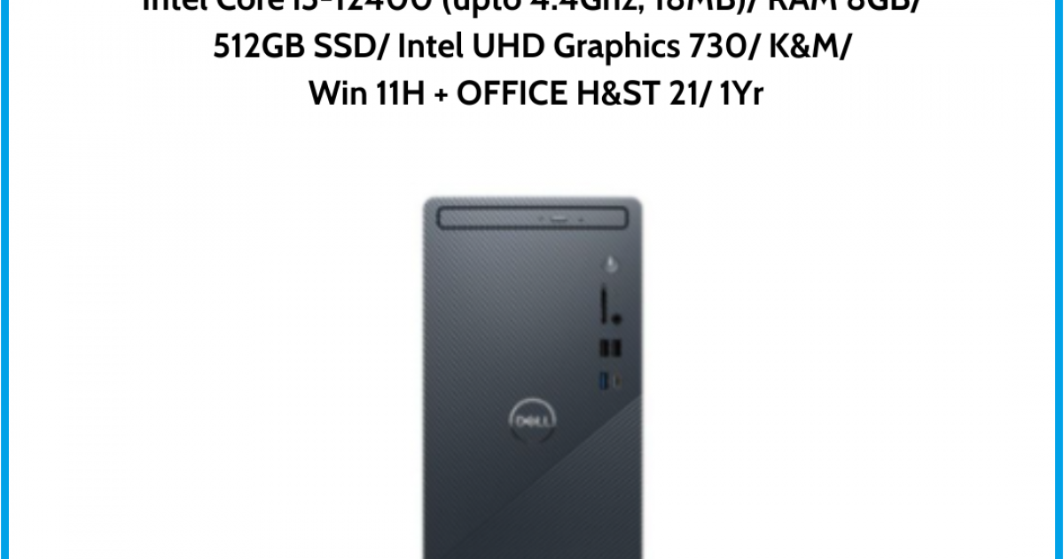 Máy tính để bàn Dell Inspiron 3910 (70297319) Intel Core i5-12400 (upto 4.4Ghz, 18MB) RAM 8GB 512GB SSD Intel UHD Graphics 730 K