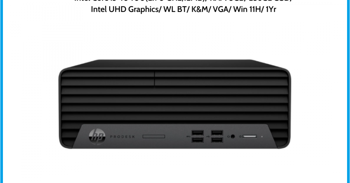 Máy tính để bàn HP ProDesk 400 G7 SFF (60U56PA) Intel Core i5-10400(2.90 GHz,12MB) RAM 8GB 256GB SSD Intel UHD Graphics WL BT K&