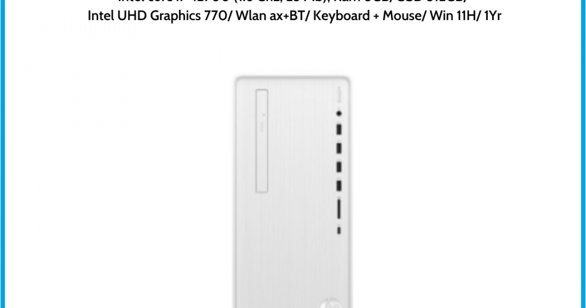 Máy tính để bàn HP Pavilion TP01-3006d (6K7A6PA) Snow White Intel core i7-12700 (1.6 Ghz, 25 Mb), Ram 8GB SSD 512GB Intel UHD Gr