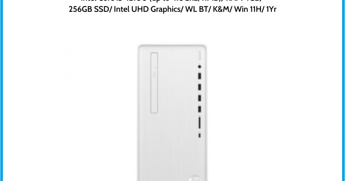 Máy tính để bàn HP Pavilion TP01-3011d (6K7B1PA)/ White/ Intel Core i3-12100 (up to 4.0Ghz, 11MB)/ RAM 4GB/ 256GB SSD/ Intel UHD