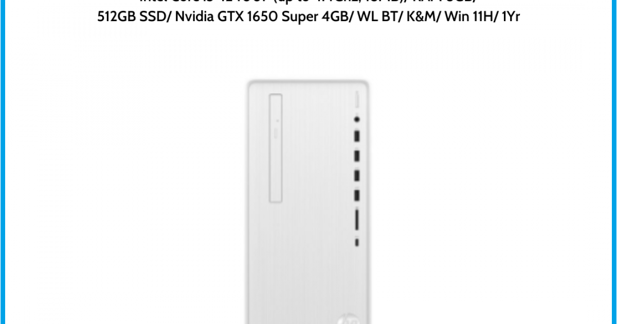 Máy tính để bàn HP Pavilion TP01-3019d (6K7H3PA) White Intel Core i5-12400F (up to 4.4Ghz, 18MB) RAM 8GB 512GB SSD Nvidia GTX 16