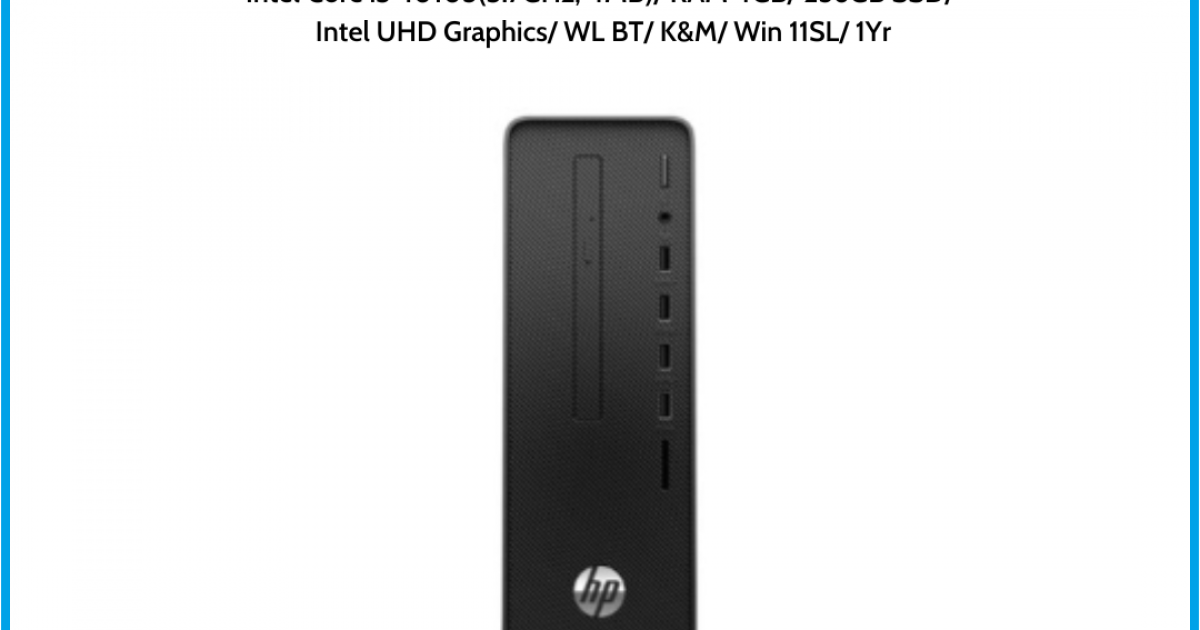 Máy tính để bàn HP 280 Pro G5 SFF (60G66PA) Đen Intel Core i3-10105(3.7GHz, 4MB) RAM 4GB 256GB SSD Intel UHD Graphics WL BT K&M