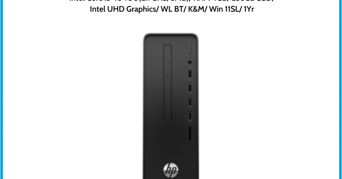 Máy tính để bàn HP 280 Pro G5 SFF (60H29PA) Đen Intel Core i5-10400(2.9GHz, 6MB) RAM 4GB 256GB SSD Intel UHD Graphics WL BT K&M