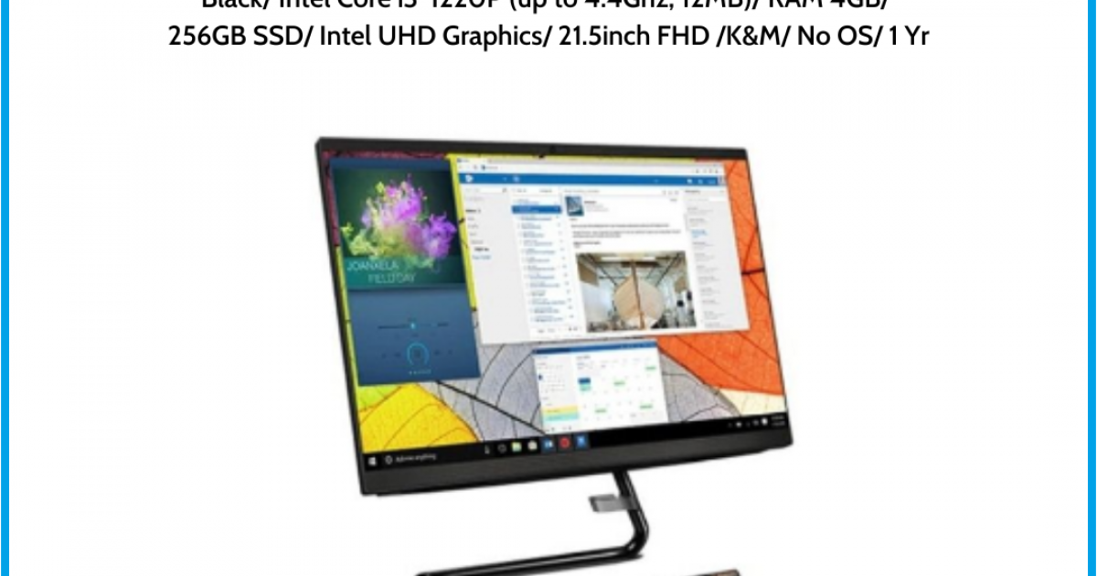 Máy tính để bàn Lenovo All in one ThinkCentre neo 30a 22 (12B1002LVA) Black Intel Core i3-1220P (up to 4.4Ghz, 12MB) RAM 4GB 256