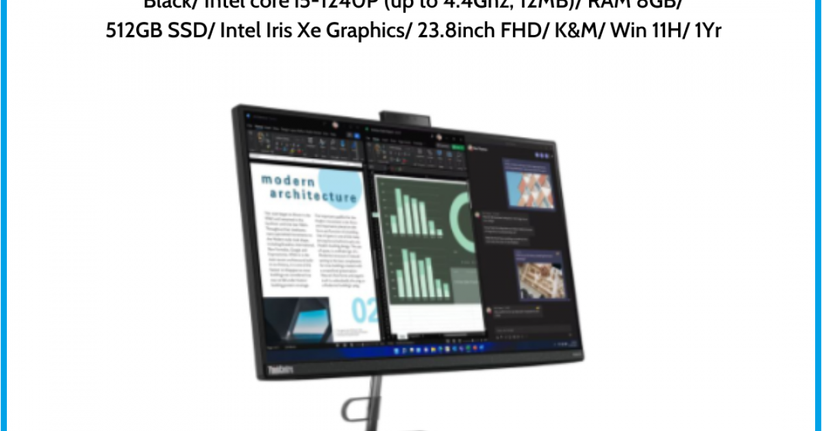 Máy tính để bàn All in one Lenovo ThinkCentre neo 30a 24 (12B0000VVN) Black Intel core i5-1240P (up to 4.4Ghz, 12MB) RAM 8GB 512