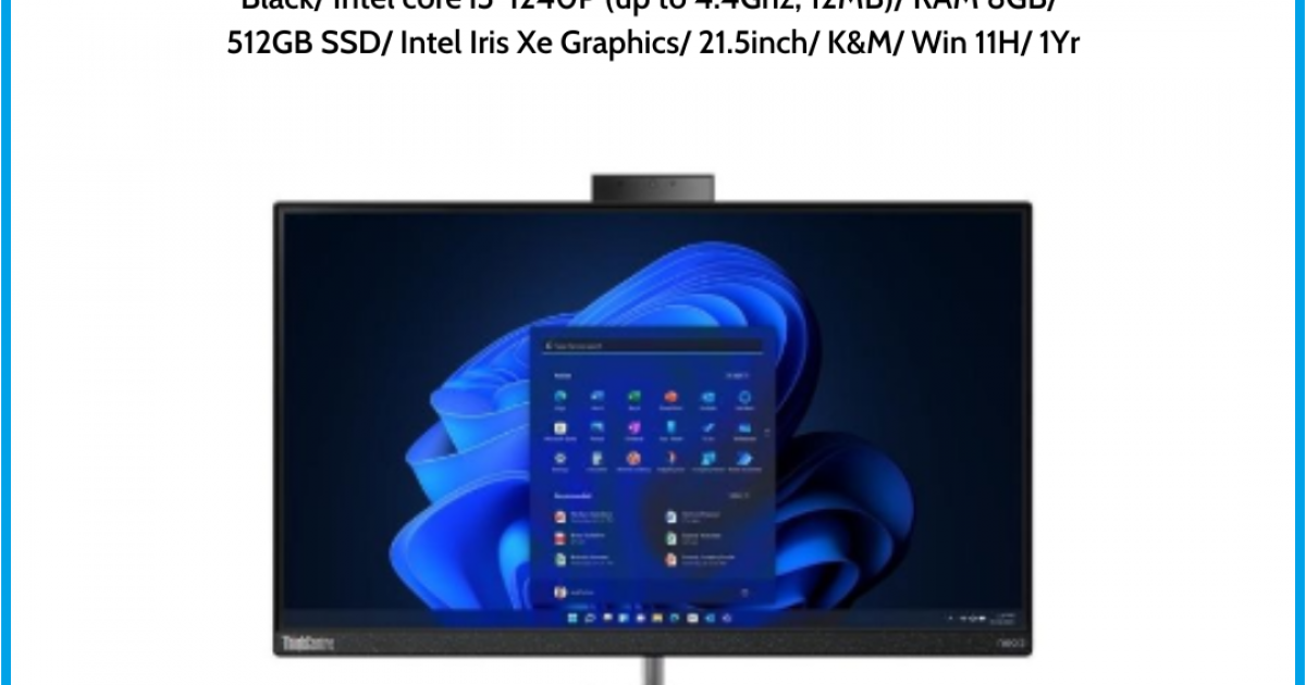 Máy tính để bàn All in one Lenovo ThinkCentre neo 30a 22 (12B1000HVN) Black Intel core i5-1240P (up to 4.4Ghz, 12MB) RAM 8GB 512