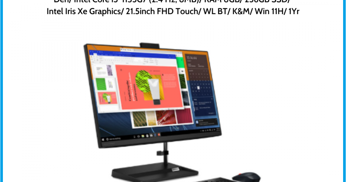 Máy tính để bàn (MÀN HÌNH CẢM ỨNG) All In One Lenovo IdeaCentre 3 22ITL6 (F0G500AGVN) Đen Intel Core i5-1135G7 (2.4 Hz, 8MB) RA