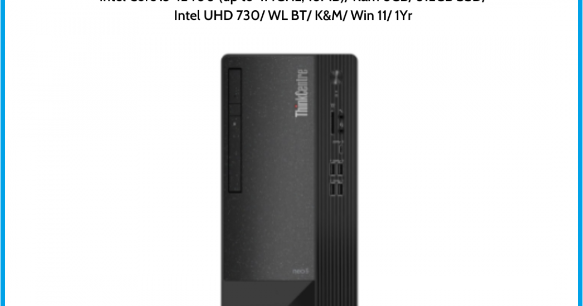 Máy tính để bàn LENOVO ThinkCentre neo 50s (11T0004WVN) Đen Intel Core i5-12400 (up to 4.4GHz, 18MB) Ram 8GB 512GB SSD Intel UHD