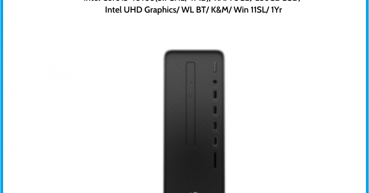 Máy tính để bàn HP 280 Pro G5 SFF (60G67PA) Đen Intel Core i3-10105(3.7GHz, 4MB) RAM 8GB 256GB SSD Intel UHD Graphics WL BT K&M