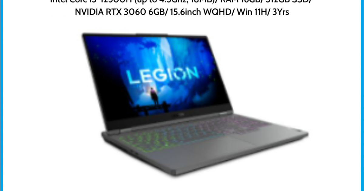 Laptop Lenovo Legion 5 15IAH7H (82RB0048VN) Storm Grey Intel Core i5-12500H (up to 4.5Ghz, 18MB) RAM 16GB 512GB SSD NVIDIA RTX 3