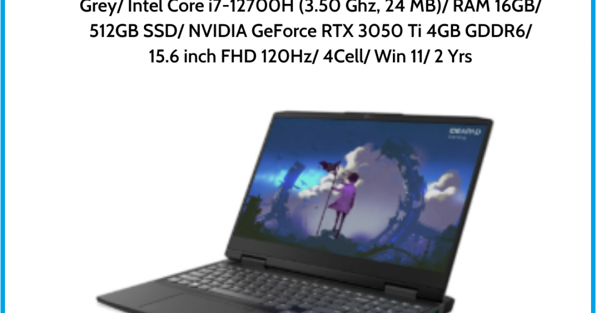 Laptop Lenovo IdeaPad Gaming 3 15IAH7 (82S90087VN) Grey Intel Core i7-12700H (3.50 Ghz, 24 MB) RAM 16GB 512GB SSD NVIDIA GeForce