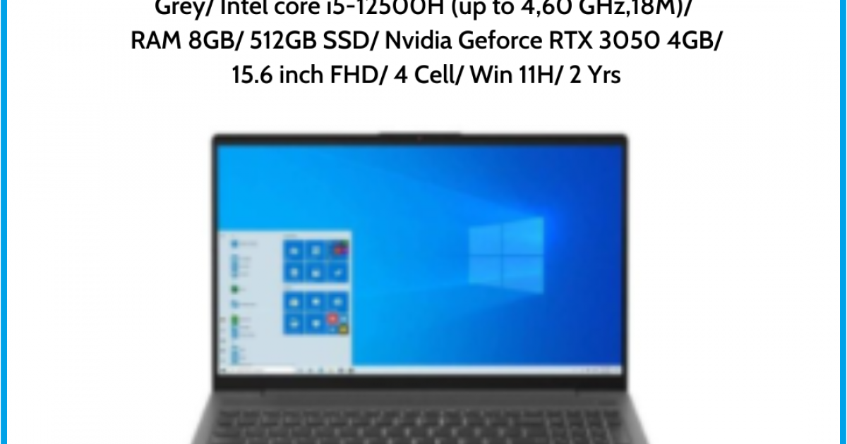 Laptop Lenovo IdeaPad Gaming 3 15IAH7 (82S9006YVN) Grey Intel core i5-12500H (up to 4,60 GHz,18M) RAM 8GB 512GB SSD Nvidia Gefor