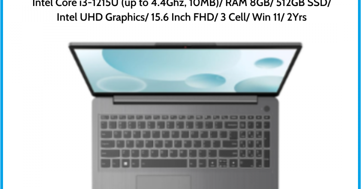 Laptop LENOVO IdeaPad 3 15IAU7 (82RK001NVN)/ Xanh/ Intel Core i3-1215U (up to 4.4Ghz, 10MB)/ RAM 8GB/ 512GB SSD/ Intel UHD Graph