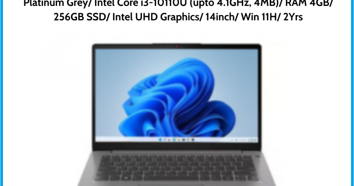 Laptop Lenovo Ideapad 3 - 14IML05 (81WA00Q0VN) Platinum Grey Intel Core i3-10110U (upto 4.1GHz, 4MB) RAM 4GB 256GB SSD Intel UHD