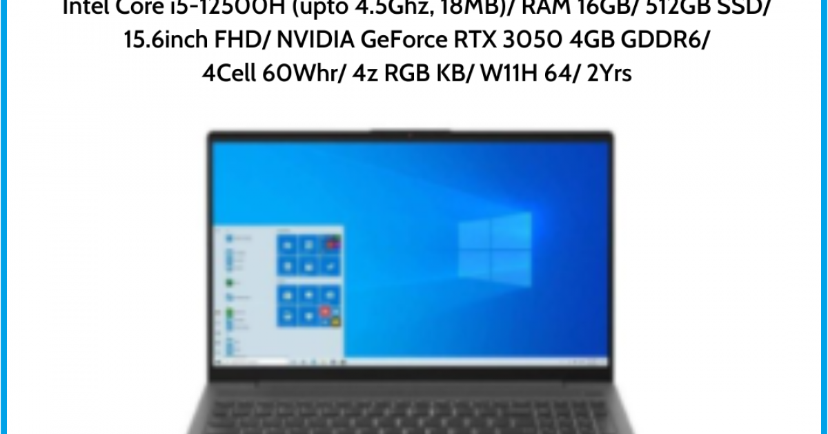 Laptop Lenovo IdeaPad Gaming 3 15IAH7 (82S900H2VN) Xám Intel Core i5-12500H (upto 4.5Ghz, 18MB) RAM 16GB 512GB SSD 15.6inch FHD