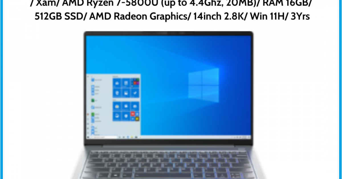 Laptop LENOVO IdeaPad Slim 5 Pro 14ACN6 (82L700L7VN) Xám AMD Ryzen 7-5800U (up to 4.4Ghz, 20MB) RAM 16GB 512GB SSD AMD Radeon Gr