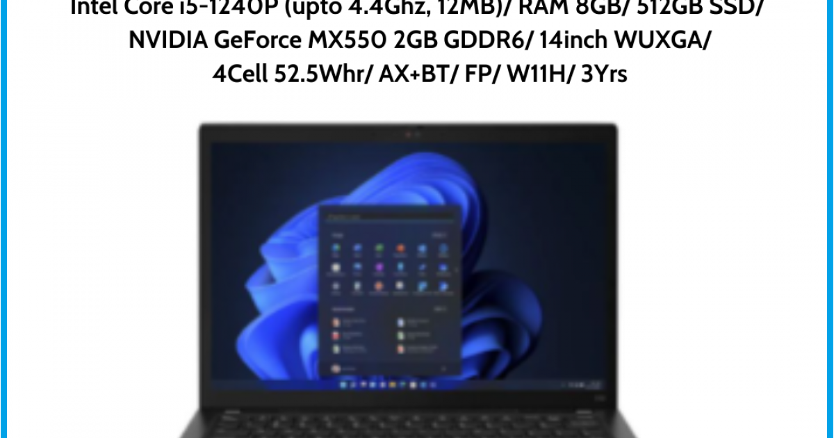 Laptop LENOVO THINKPAD T14 GEN 3 (21AH00L8FQ) Đen Intel Core i5-1240P (upto 4.4Ghz, 12MB) RAM 8GB 512GB SSD NVIDIA GeForce MX550