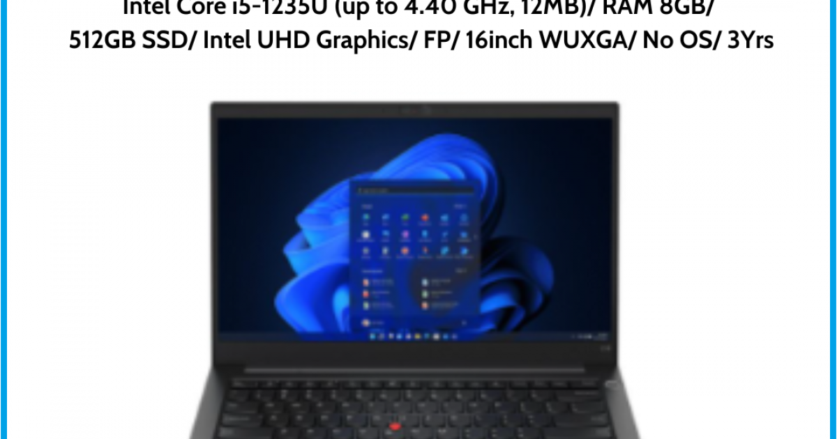 Laptop LENOVO ThinkPad T16 G1 (21BV00EKVA)/ Đen/ Intel Core i5-1235U (up to 4.40 GHz, 12MB)/ RAM 8GB/ 512GB SSD/ Intel UHD Graph