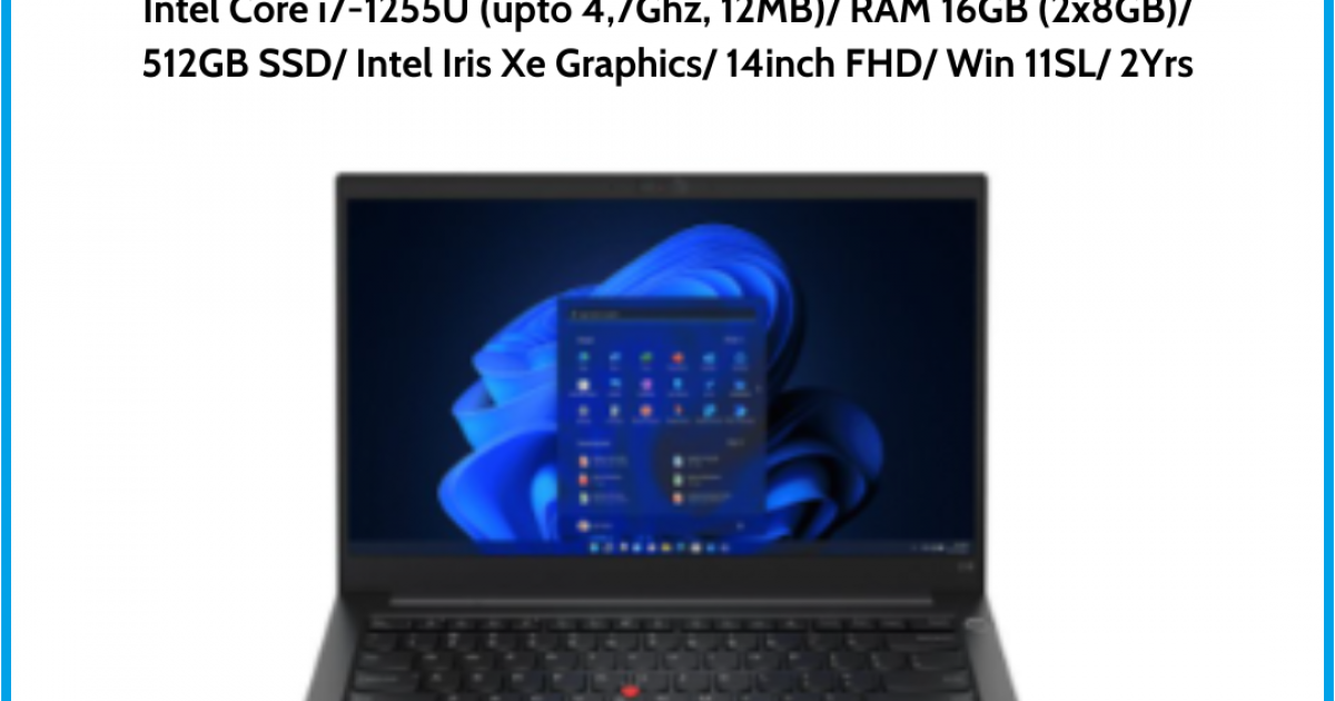 Laptop Lenovo ThinkPad E14 Gen 4 (21E300E2VN) Đen Intel Core i7-1255U (upto 4,7Ghz, 12MB) RAM 16GB (2x8GB) 512GB SSD Intel Iris