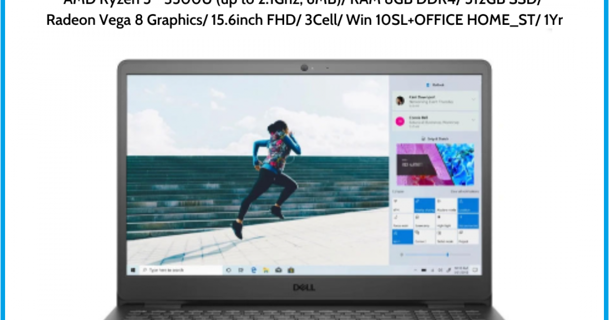 Laptop Dell Inspiron 15 3505 (Y1N1T5) Đen AMD Ryzen 5 - 3500U (up to 2.1Ghz, 6MB) RAM 8GB DDR4 512GB SSD Radeon Vega 8 Graphics