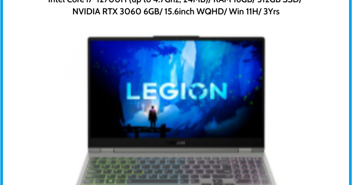 Laptop Lenovo Legion 5 15IAH7H (82RB0047VN) Xám Intel Core i7-12700H (up to 4.7Ghz, 24MB) RAM 16GB 512GB SSD NVIDIA RTX 3060 6GB