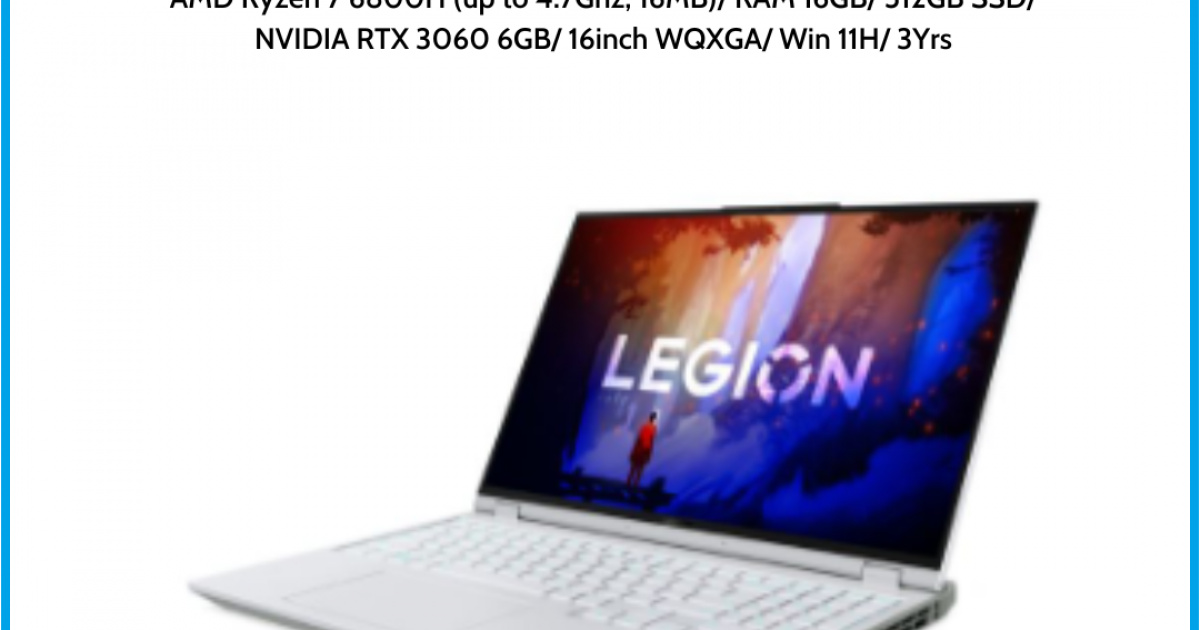 Laptop Lenovo Legion 5 Pro 16ARH7H (82RG008SVN)/ Trắng/ AMD Ryzen 7 6800H (up to 4.7Ghz, 16MB)/ RAM 16GB/ 512GB SSD/ NVIDIA RTX