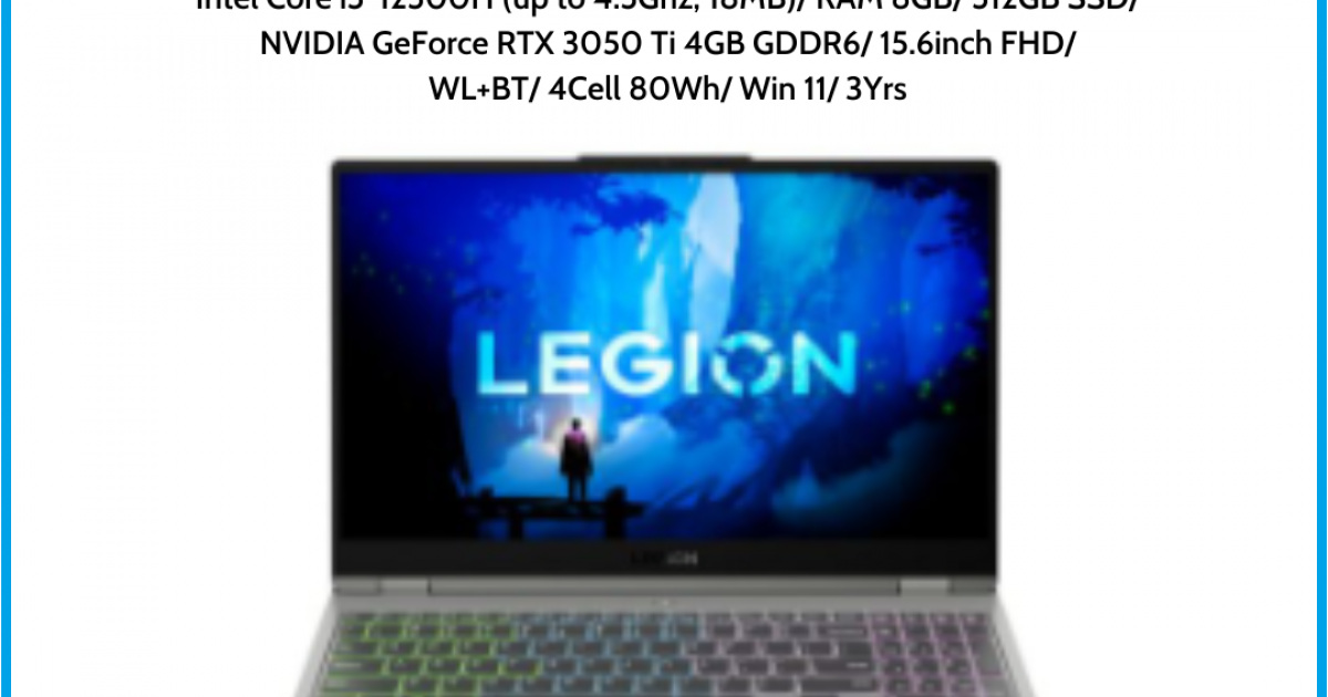 Laptop Lenovo Legion 5 15IAH7H (82RC003WVN) Storm Grey Intel Core i5-12500H (up to 4.5Ghz, 18MB) RAM 8GB 512GB SSD NVIDIA GeForc