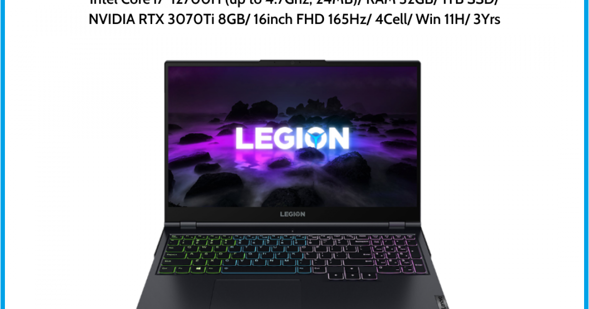 Máy tính xách tay Lenovo Legion 7 16IAX7 (82TD008FVN) Storm Grey Intel Core i7-12700H (up to 4.7Ghz, 24MB) RAM 32GB 1TB SSD NVID