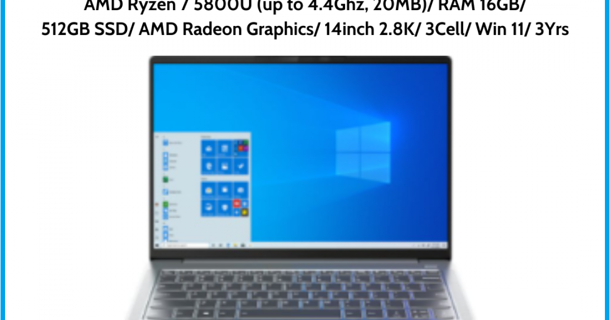 Laptop LENOVO IdeaPad 5 Pro 14ACN6 (82L700MAVN)/ Xám/ AMD Ryzen 7 5800U (up to 4.4Ghz, 20MB)/ RAM 16GB/ 512GB SSD/ AMD Radeon Gr