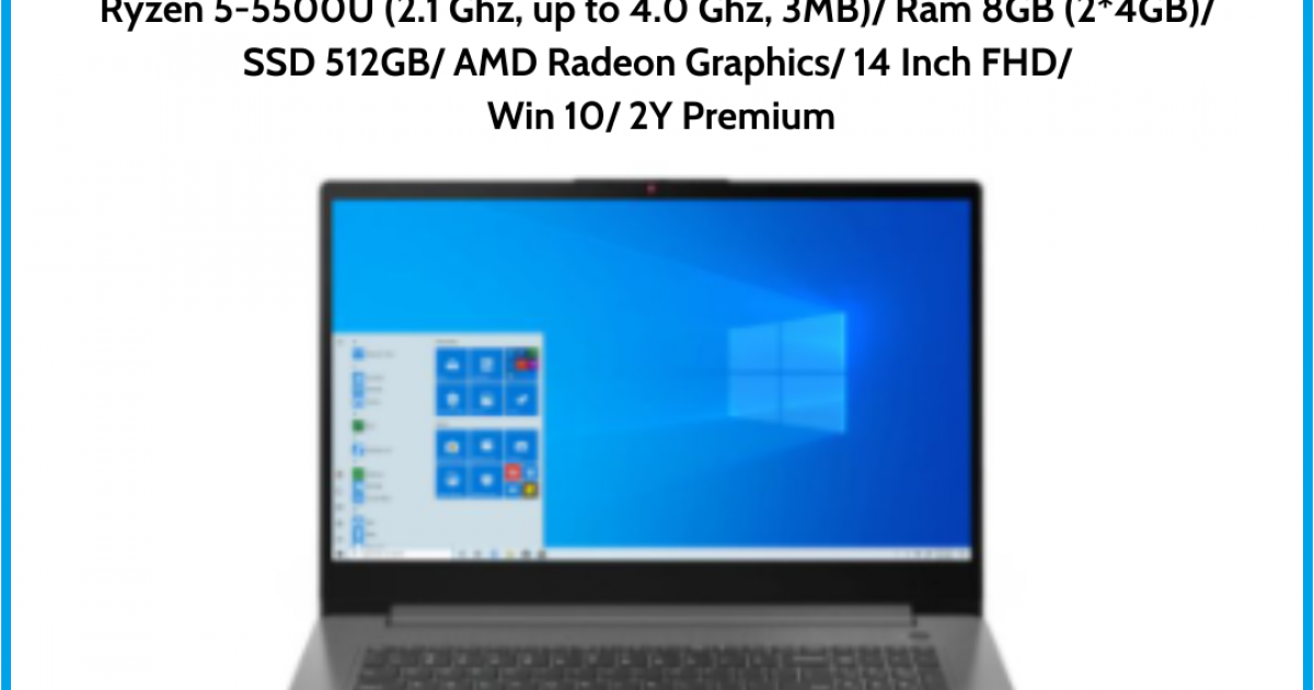 Lenovo IdeaPad Slim 3 14ALC6 (82KT003TVN)/ Arctic Grey/ Ryzen 5-5500U (2.1 Ghz, up to 4.0 Ghz, 3MB)/ Ram 8GB (2*4GB)/ SSD 512GB/