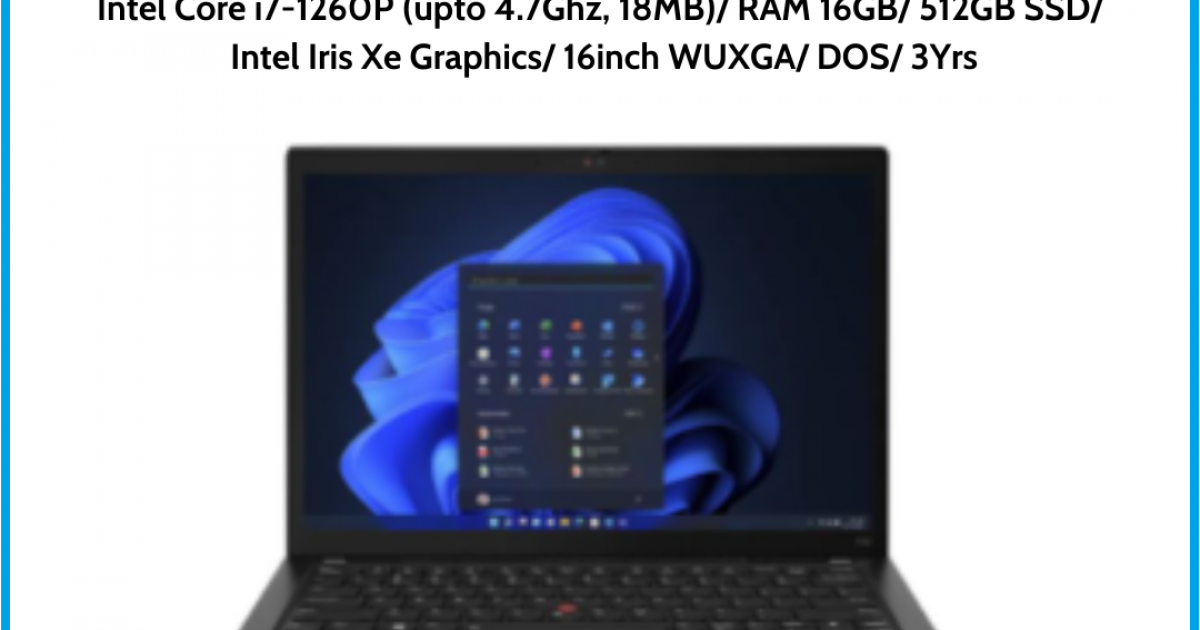 Laptop Lenovo Thinkpad T16 G1 (21BV00F1VA) Black Intel Core i7-1260P (upto 4.7Ghz, 18MB) RAM 16GB 512GB SSD Intel Iris Xe Graphi