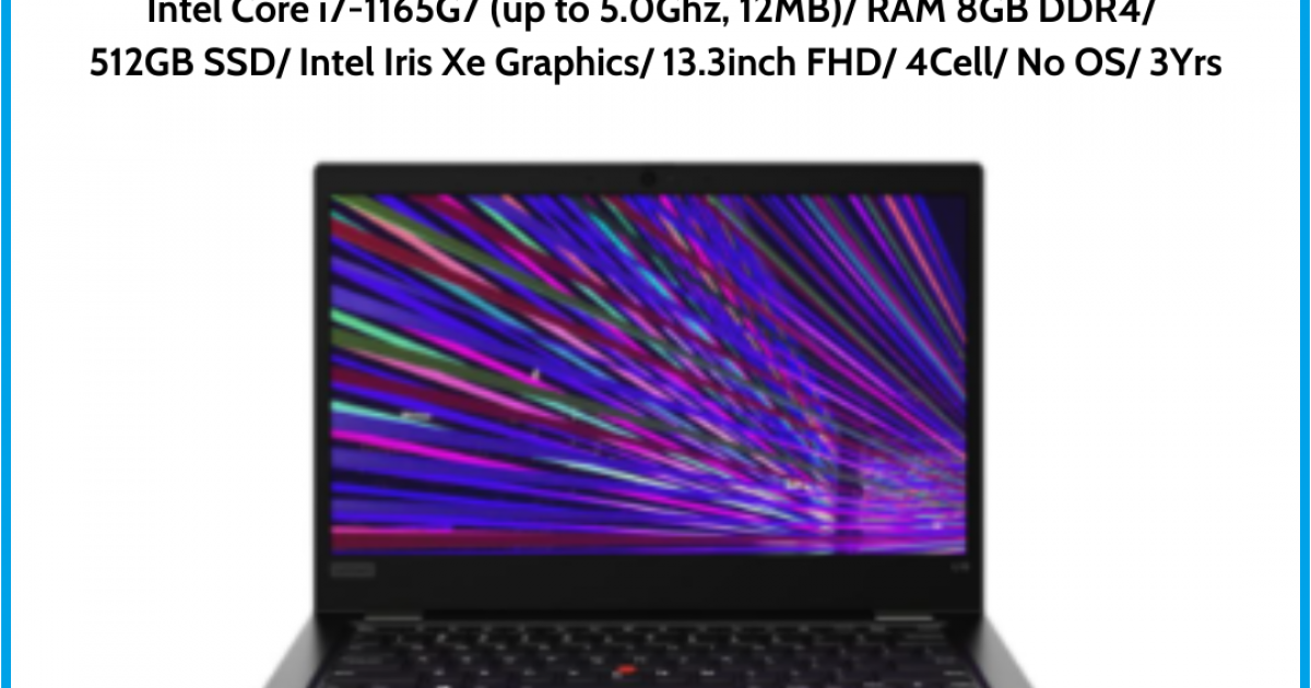 Laptop LENOVO ThinkPad L13 Gen 2 (20VH004AVA) Đen Intel Core i7-1165G7 (up to 5.0Ghz, 12MB) RAM 8GB DDR4 512GB SSD Intel Iris Xe