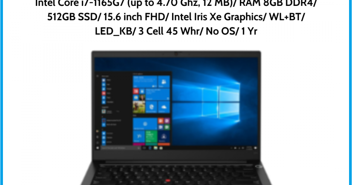 Laptop Lenovo Thinkpad E15 (20TD0081VA) Black Intel Core i7-1165G7 (up to 4.70 Ghz, 12 MB) RAM 8GB DDR4 512GB SSD 15.6 inch FHD