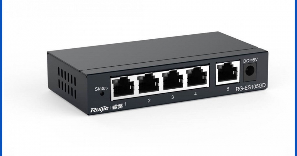 Thiết bị mạng HUB -SWITCH Ruijie RG-ES105GD ( 8-Port Gigabit unmanaged Switch, 8 Gigabit RJ45 Ports ,Steel )