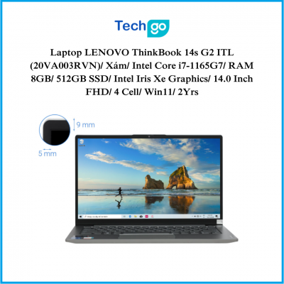 Laptop LENOVO ThinkBook 14s G2 ITL (20VA003RVN)/ Xám/ Intel Core i7-1165G7/ RAM 8GB/ 512GB SSD/ Intel Iris Xe Graphics/ 14.0 Inch FHD/ 4 Cell/ Win11/ 2Yrs