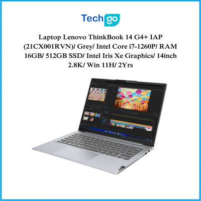 Laptop Lenovo ThinkBook 14 G4+ IAP (21CX001RVN)/ Grey/ Intel Core i7-1260P/ RAM 16GB/ 512GB SSD/ Intel Iris Xe Graphics/ 14inch 2.8K/ Win 11H/ 2Yrs